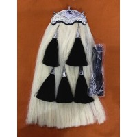 Original Long Horse Hair Sporran White Body With 5 Tassels Include Chain Belt.
